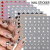 8pcs/set 3D Metallic Gold & Silver Star Nail Stickers, 8pcs Y2K Pentagram Holographic Sliding Elegant Charm Nail Art Decorative DIY Nail Accessories