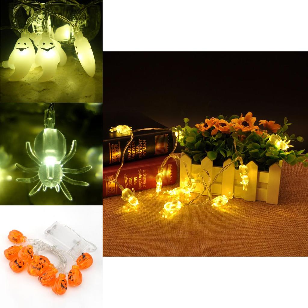 String Led Halloween Lights Pumpkins Spiders Skeleton Window Decor Lights Fairy