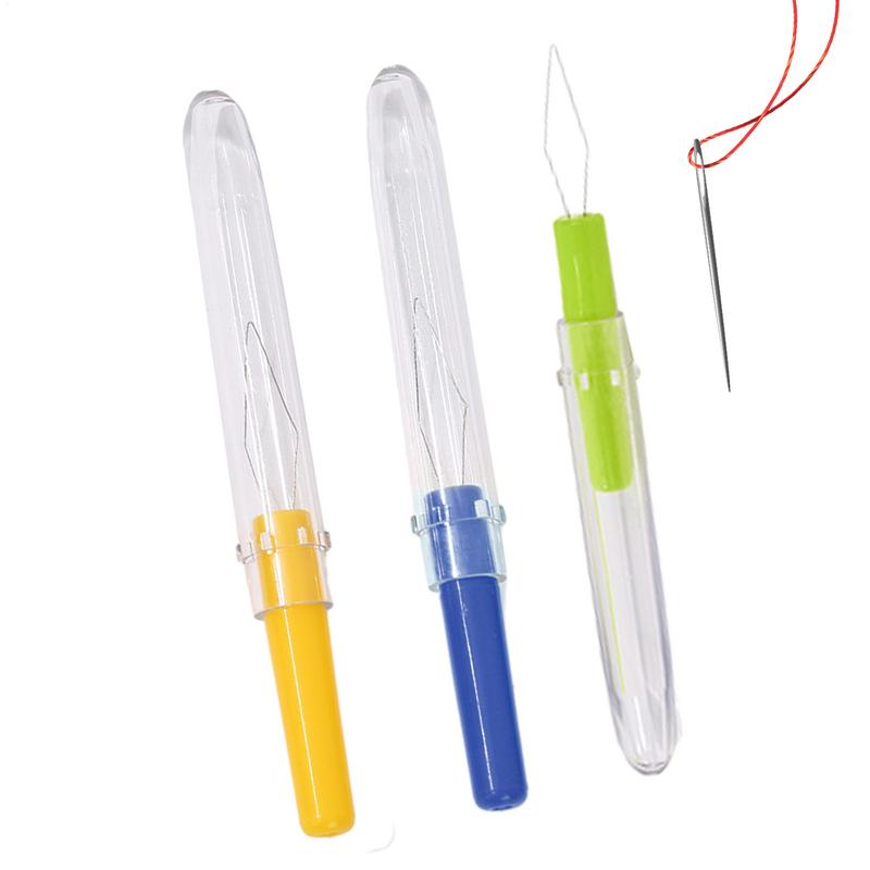 3Pcs Needle Threader with Cover Automatic Small Threader Tool Plastic Needle Changer Portable Sewing handmade Accessories