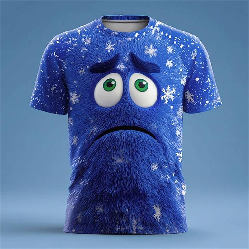 Men's Fun Emoticon Print T-Shirt Casual Short-Sleeve Fashion Party Crew Neck T-Shirt Men's Summer Outdoor Apparel Women Tees Top