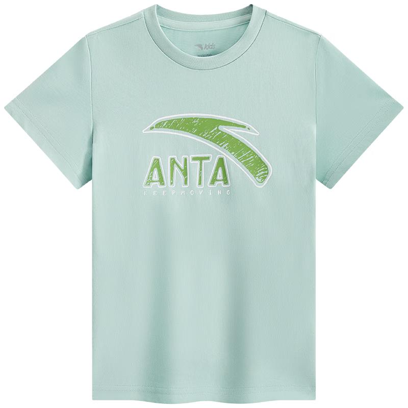 Anta Boys' 2025 Summer Breathable Cotton Short Sleeve T-Shirt A52527114