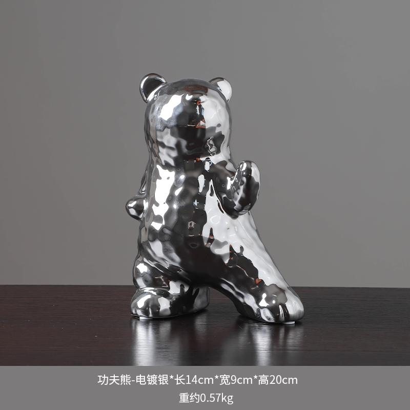 White Statuettes Resin Polar Bear Animal Ornament Sculpture Electroplating Decoration for Living Room Wine Cabinet Figurines
