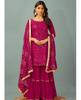 Kvinner indisk pakistansk Sharara Kurta Dupatta Sett Bollywood Kurti Salwar Kameez Punjabi-drakt