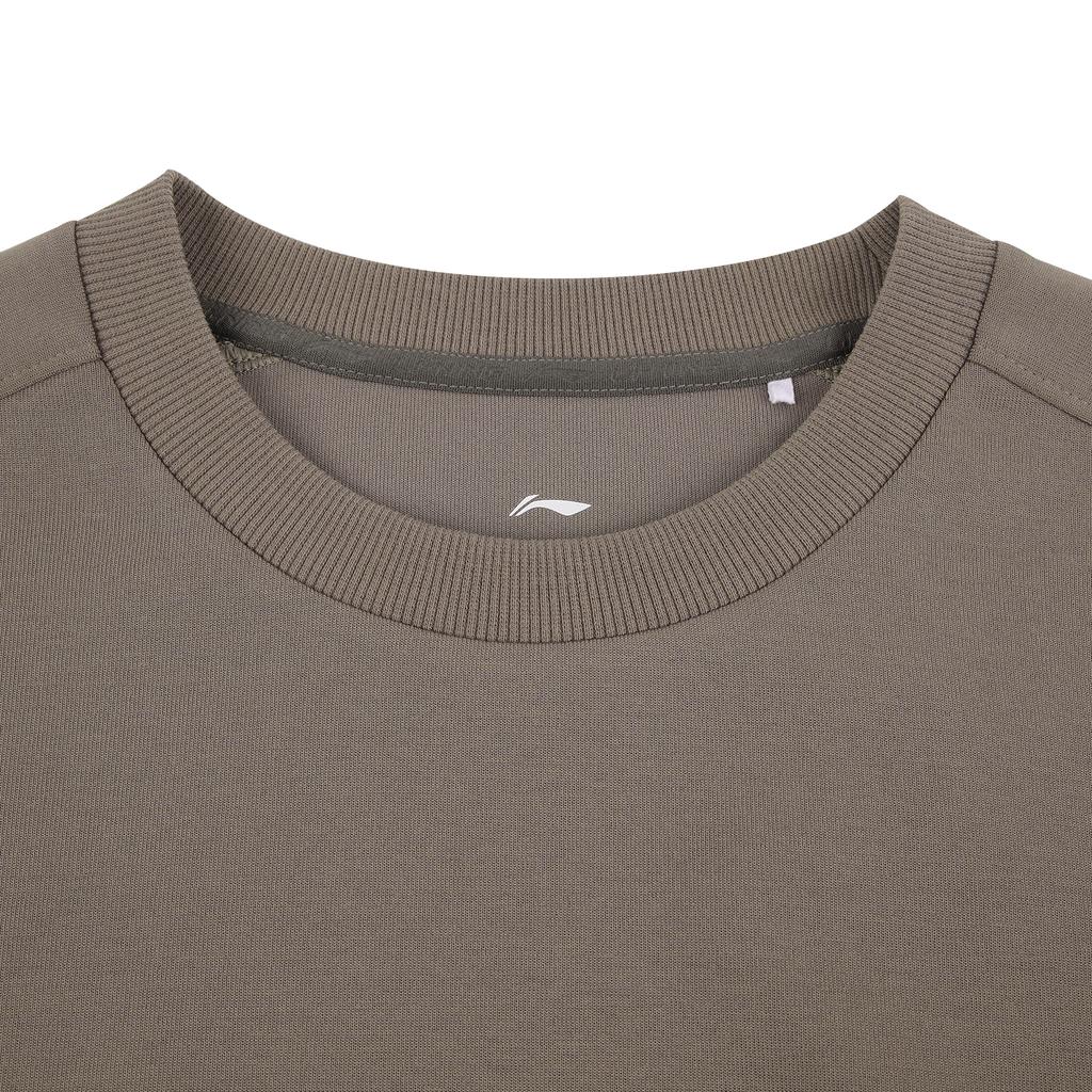 Li-Ning Sweatshirts Unisex Bamboo Umber Crew Neck Moderate Straight