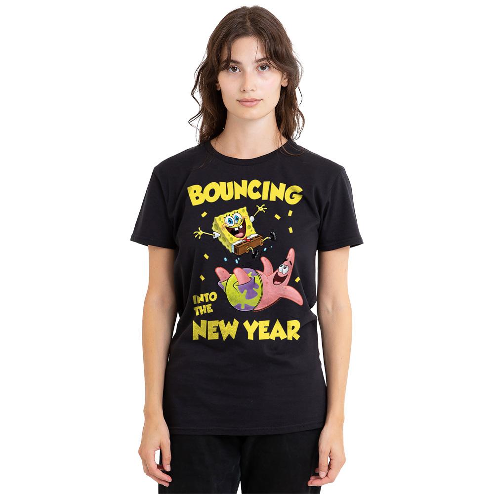 SpongeBob Schwammkopf Unisex Erwachsenen Bouncing Into The New Year T-Shirt