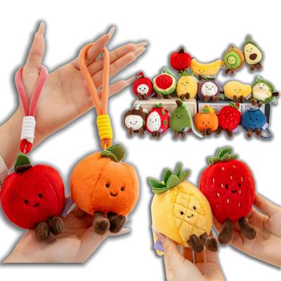 Porte-clés Peluche Rempli Divers Fruits Poupées Fruits Mignonnes Myrtille Pitaya Pastèque Mangoustan Décoration de Sac Kawaii Cadeau Pour Fille