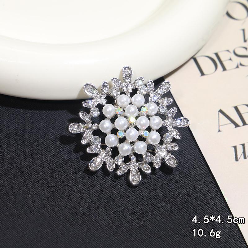 Pearl Large Brooch Diamond Pin Women's Anti-Light Corsage High-Level Coat Trenchcoat Suit Accessories Cross-Border