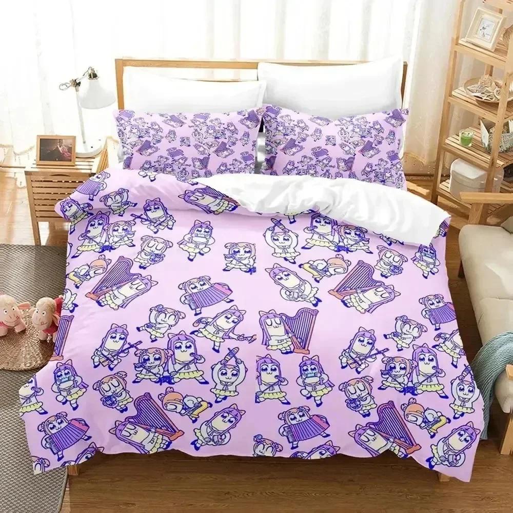 3D Print Anime Pop Team Epic Comfortable Duvet Quilt Cover Pillowcase Bedding Set Children Bedroom Decoration Home Textile