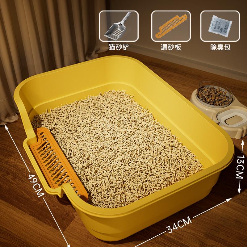 Oversized Pet Cat Litter Box, Semi-closed, Heightened and Thickened Anti-splash Cat Toilet, Easy To Clean, Bathtub Cat Toilet