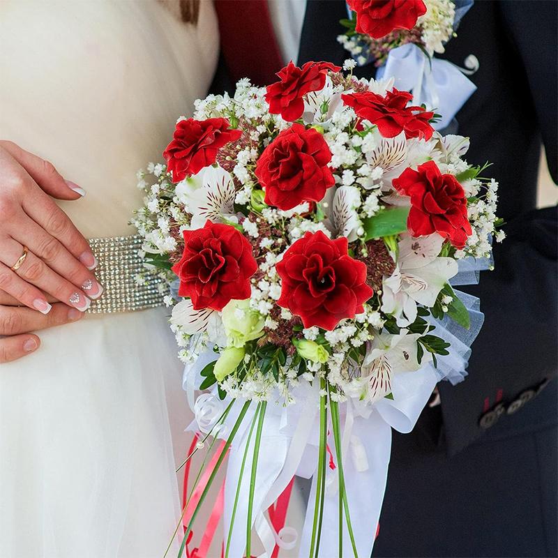 5/10/20Pcs 4.5cm Red Silk Artificial Rose Heads for Home Room Decorations Wedding Decoration DIY Bride Wreath Accessories