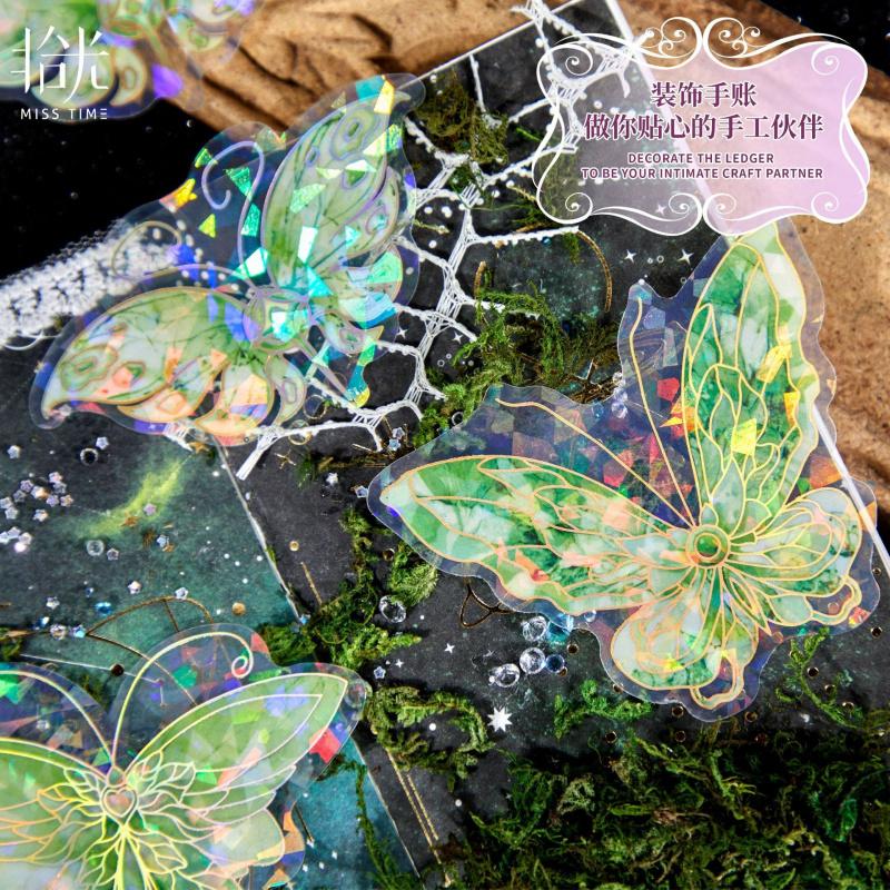 1pack/20pcs Vintage Ice Crystal Butterfly Sticker Pack for Hand account and Scrapbook Decoration