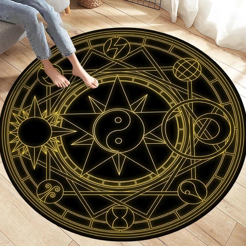 Fashion Magic Cartoon Puerto Round Rug Children's Room Magic Play Non-slip Washable Carpet for Children's Birthday Gift Carpet