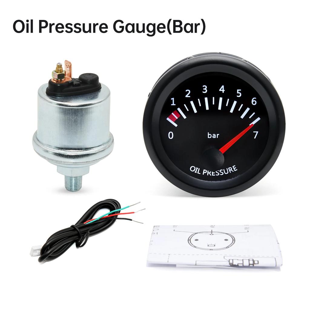 52mm 12V Car Oil Pressure Gauge Water Temp Oil Temp Volt Air Fuel Ratio Boost Exhaust Temp LED Meter For 12V Racing Gauge