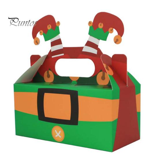 Cutie de cadouri de Crăciun, 10 buc., Cadouri din carton de Crăciun, Cutii de biscuiți cu bomboane cu mâner, pungi de bunătăți, consumabile pentru petreceri de vacanță