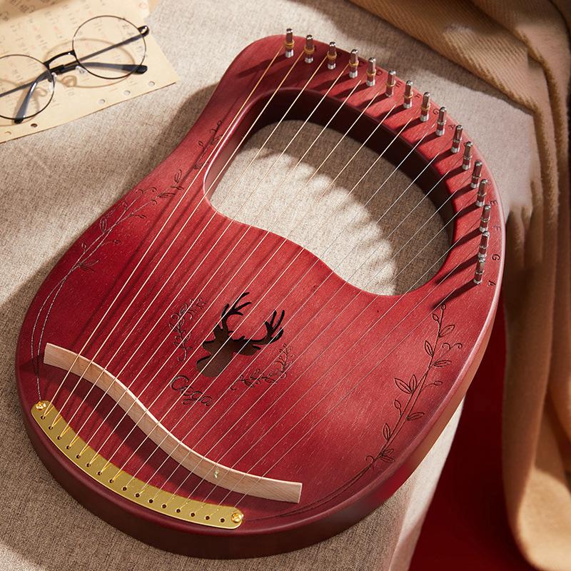 16 21 24 Saiten Leierharfe Mahagoni Holz Harfe Klavier Saiteninstrument Mit Stimmgerät Ersatzsaiten