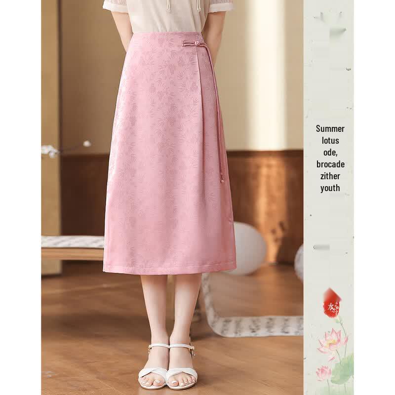 Elegant Textured A-Line Midi Skirt L