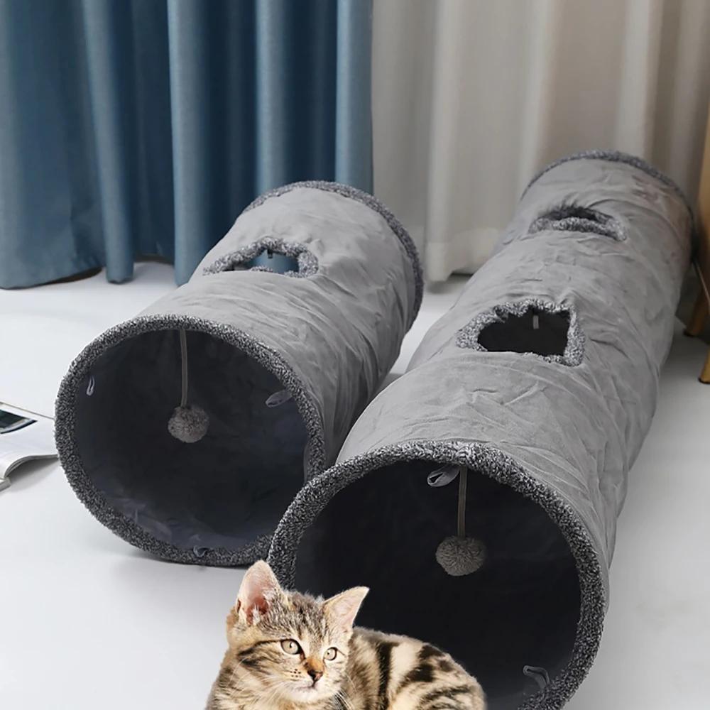 Madden Suede Velvet Cat Tunnel Multiple Opens Foldable Sleeping Bag Cat Interactive Drilling Toy Extra Large Space 65CM