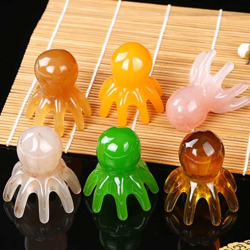 Handheld Octopuses Scalp Massager,8 Tentacles Gua Sha Massages Tools for Head Body Relaxing,Triggers Points Massage Tools