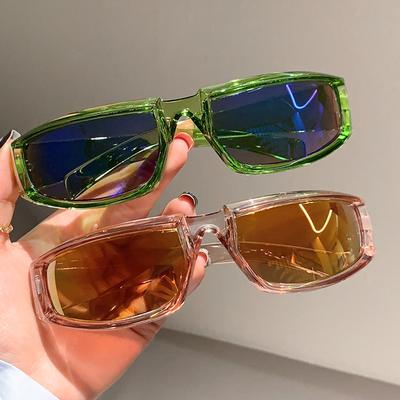 Y2K Women Rimless Sunglasses Punk Futuristic Mirror Hip Hop Party Sun Glasses Fashion Future Sense Eyewear Non Polarized Glasses