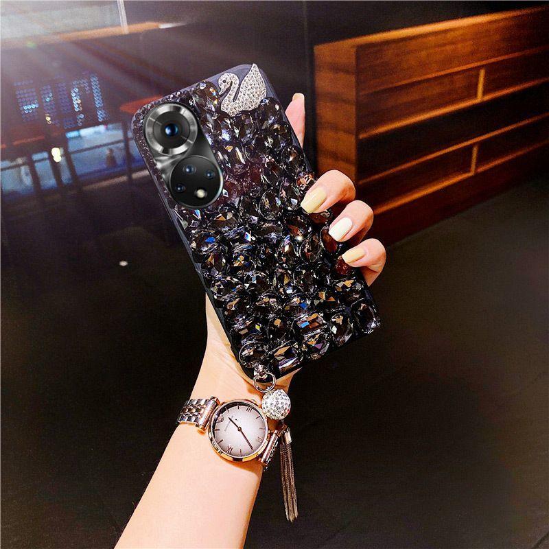 Luxusní 3D módní bling kamínky drahokamy diamanty měkké pouzdro na telefon pro iPhone 16 15 14 13 XS XR 11 Pro Max 12 MiNi třpytivé třásně závěsné ozdoby