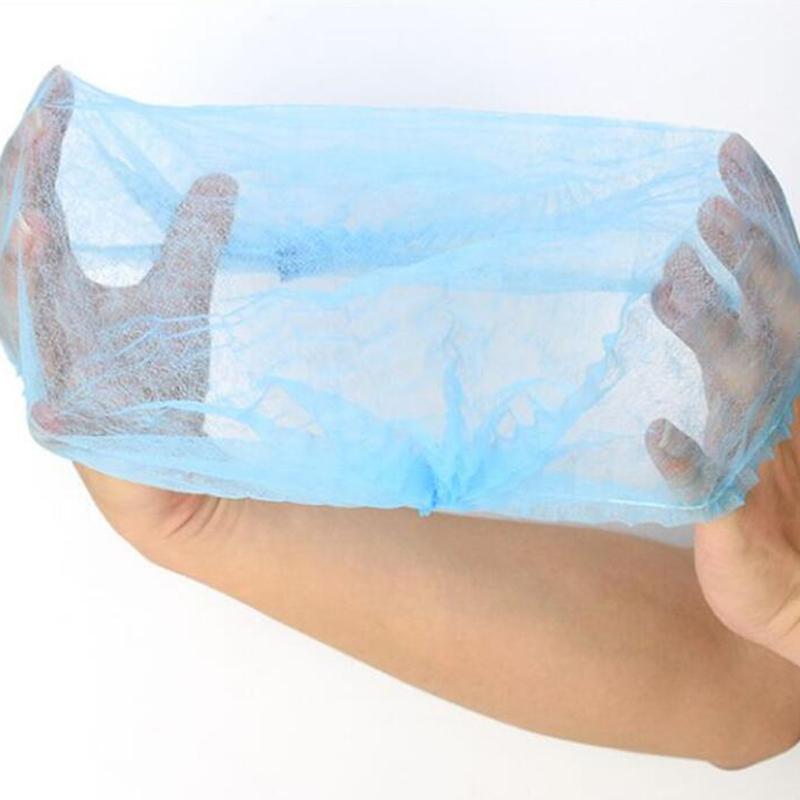 100 Stück Einweg-Vliesstreifen-Hut Hotel Werkstatt Staubkappe Blau Weiß Duschhaube Bequeme Einfache Einfarbige Hüte