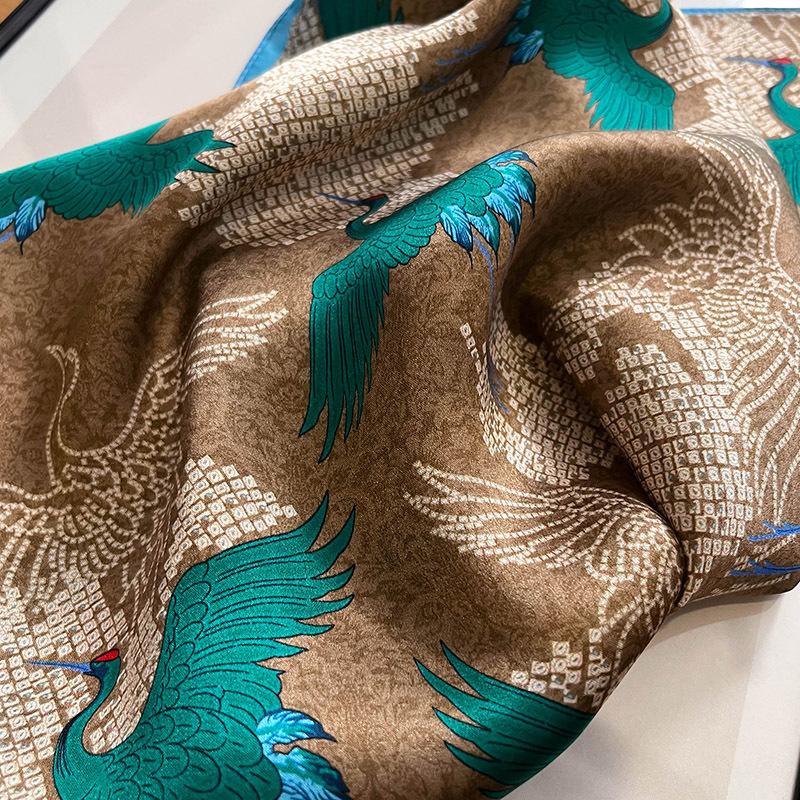 53cm Women Square 100% Silk Scarf Foulard Bandana Lady Floral Scarves for Hair Bands Red Neckerchief Spring New Bag Ties