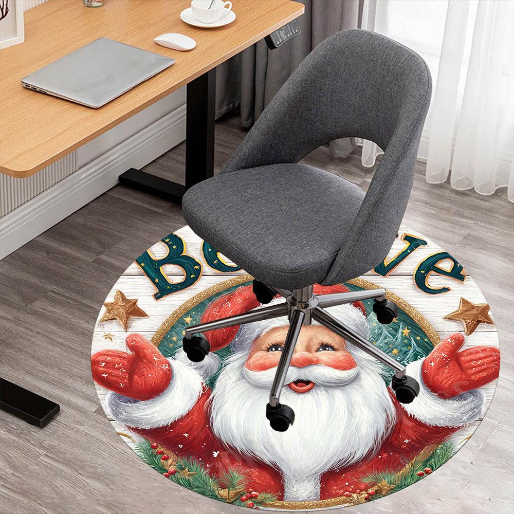 1PC Santa Claus Believe Office Round Area Rug, Under Office Chairs Bedroom Living Room Home Decor, Carpet for Office -1110145