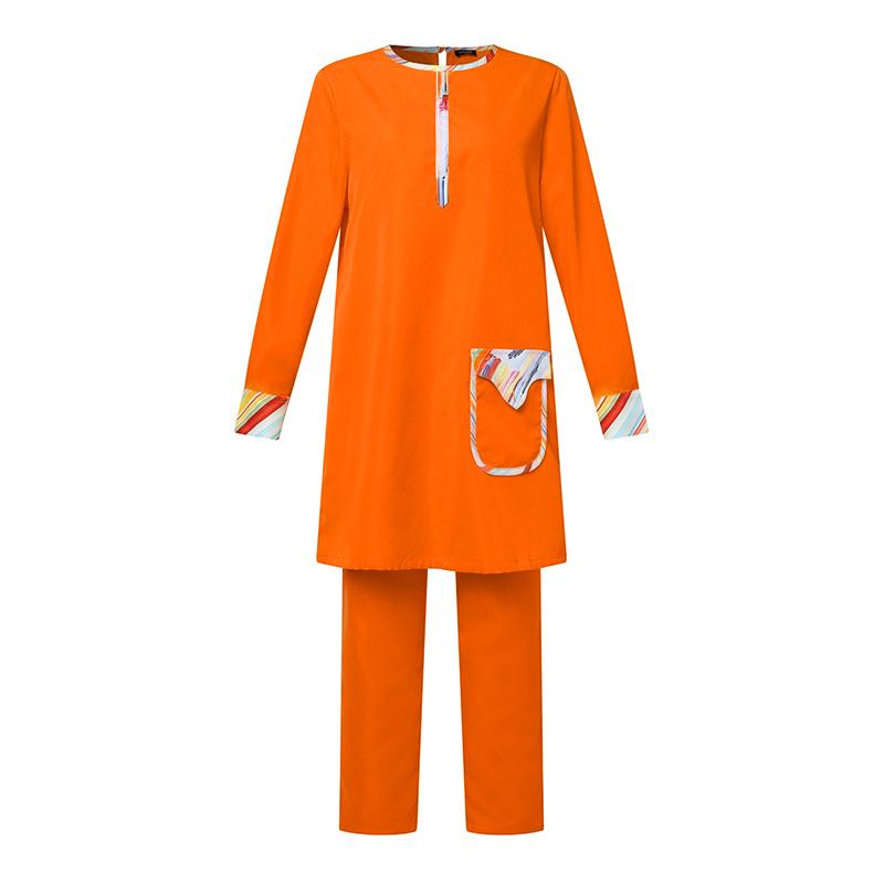 Damen Übergröße Rundhals Ausländisches Material Patchwork Taschen Lässige Einfarbige Oberteile Hosen