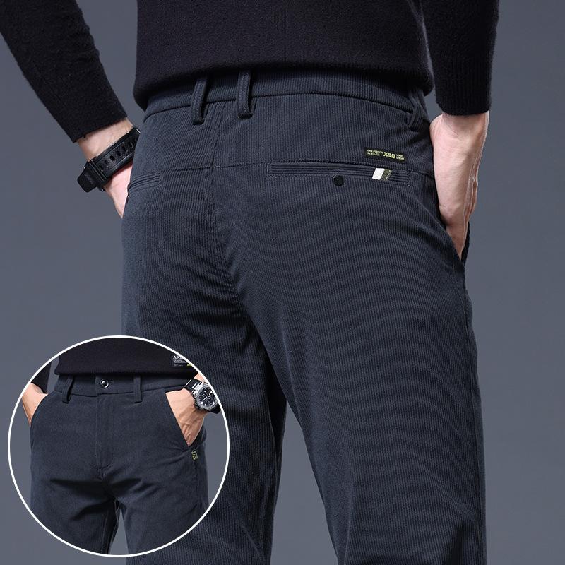 Toamnă și iarnă 2024 Pantaloni noi de catifea pentru bărbați, stiluri de toamnă și iarnă, brand la modă, pantaloni casual slim de afaceri, la modă și comozi