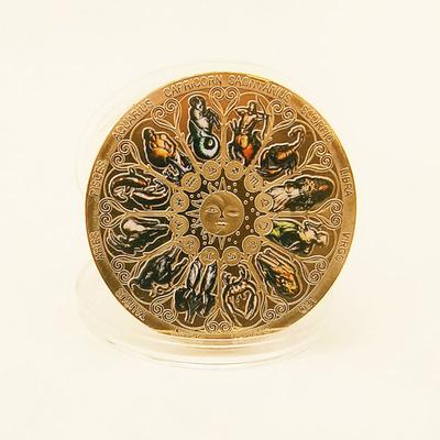 Zodiac Gedenkmünzensatz mit detailliert eingravierten Astrologiesymbolen und mythischen Figuren Schutzmünze für Sammler und Enthusiasten