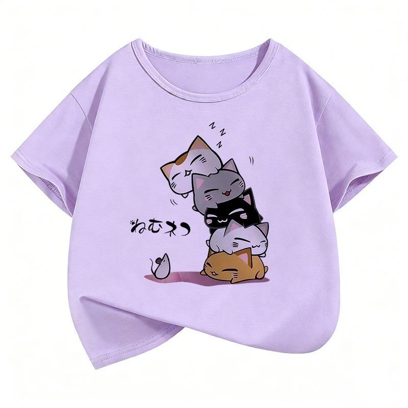 Girls K-POP Idol Print Short Sleeve T-Shirt Cute Cartoon Singer Graphic Tee Kids Summer Casual Top