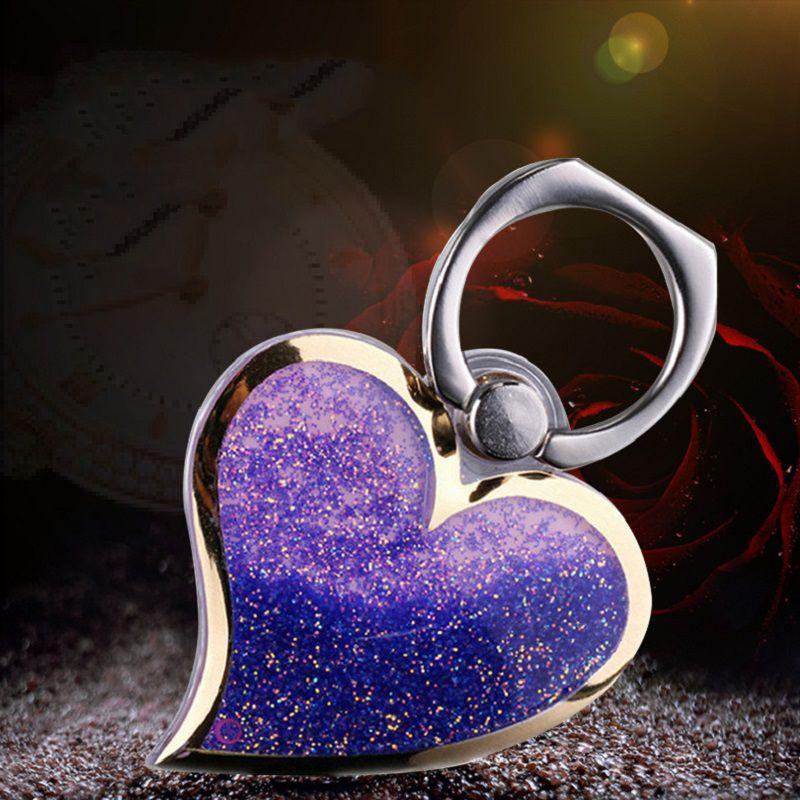 

Trendy Heart Shape Liquid Quicksand Phone Metal Ring Stand For Reliable Finger Support фіолетовий