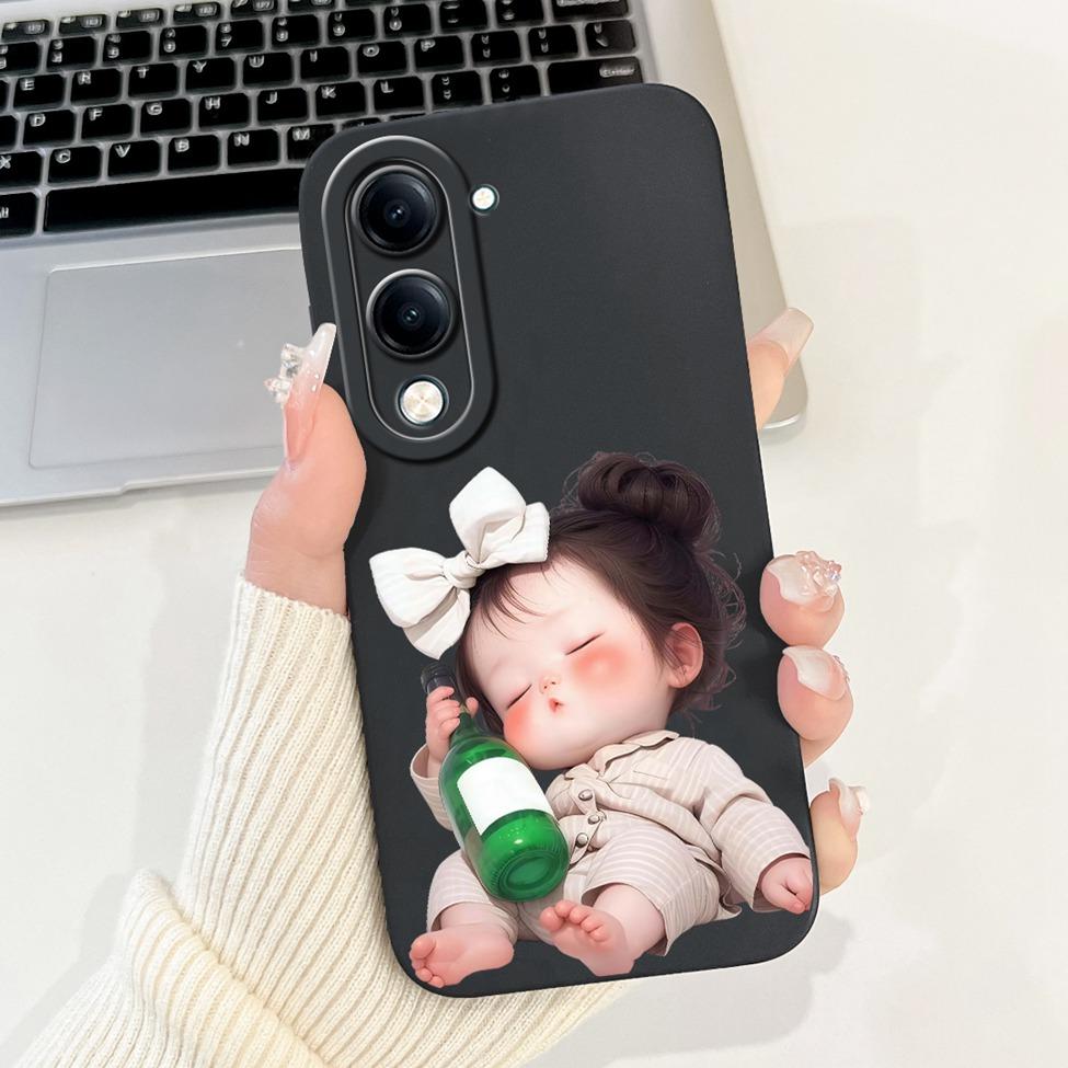 Für Vivo Y04 Hülle V2430 Silikon Niedliche Katze Mode Schmetterlinge Blumen Liebe Bemalte Rückseite für Vivo Y04 4G Handyhülle Bumper