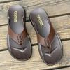 Summer Men's Flip Flops, New Leather Home Casual Sandals, Fashionable Outerwear, Soft Bottom, Anti Slip Beach Slippers
