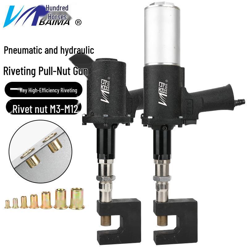 Dual-Column Hydraulic Pneumatic Riveting Machine with Rivet and Nut Gun