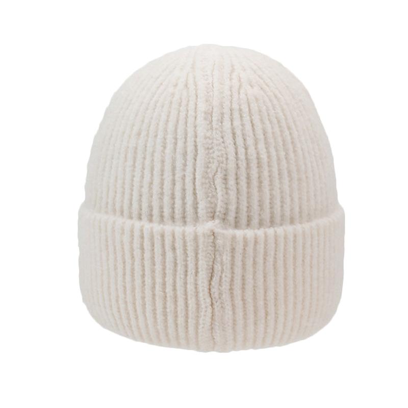 Herbst Winter Einfarbige Mütze Outdoor Wollmütze Samt Warme Gestreifte Strickmütze