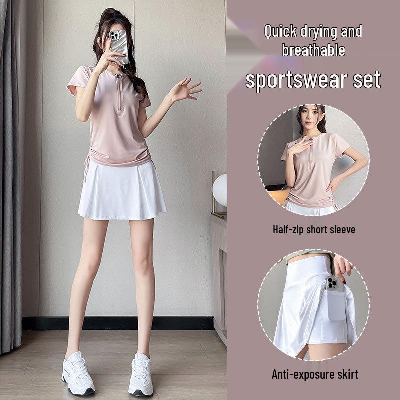 Women's Summer 2025 Quick-Dry Badminton & Tennis Outfit - Short Skirt Fitness & Yoga Suit