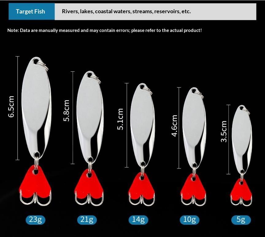1Pcmetal Spinner Spoon 7/10/14/18/21/28G Fishing Lure Hard Baits Sequins Noise Paillette With Feather Treble Hook Fishing Tackle