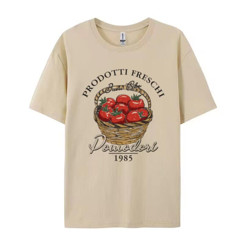Cute Italian Tomato Print TShirts for Women Loose Vintage Aesthetic Vegetable Tshirts Garden Shirt FeUnisex Cottagecore Clothing