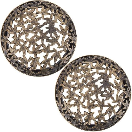 GORGECRAFT 2PCS Candle Cover Topper Scented Alloy Round Jar Candles Lid-Help Shade Sleeves Maple Leaf Antique Cyan Candle Toppers Gifts Accessories Maple Leaf