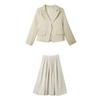 Women's Quiet Luxury Suit Jacket & A-Line Skirt Set