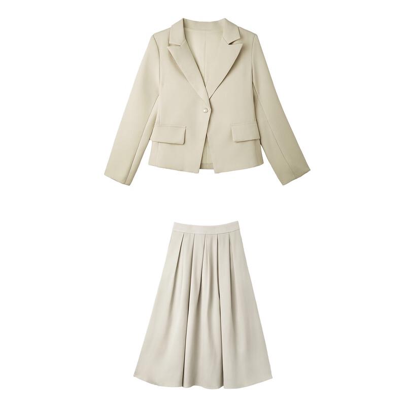 Women's Quiet Luxury Suit Jacket & A-Line Skirt Set