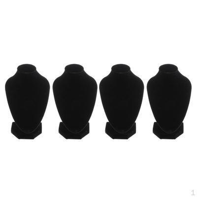 Expositor de joyas con busto femenino de terciopelo negro para collares