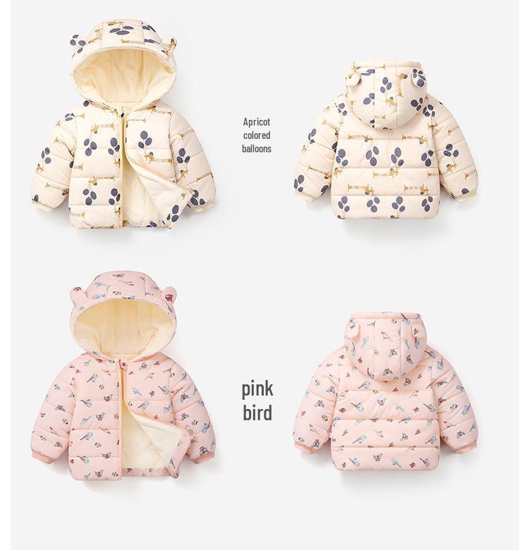 Herbst/Winter Oberbekleidung für Kleinkinder: Baumwoll-Daunenjacke im Ohren-Stil & Lammwolle im trendigen koreanischen Design für Jungen & Mädchen.