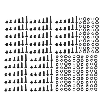 Assortimento di Viti a Brugola Esagonale M3 in Acciaio Legato Nero, Bulloni, Dadi Esagonali e Rondelle(Testa a bottone)