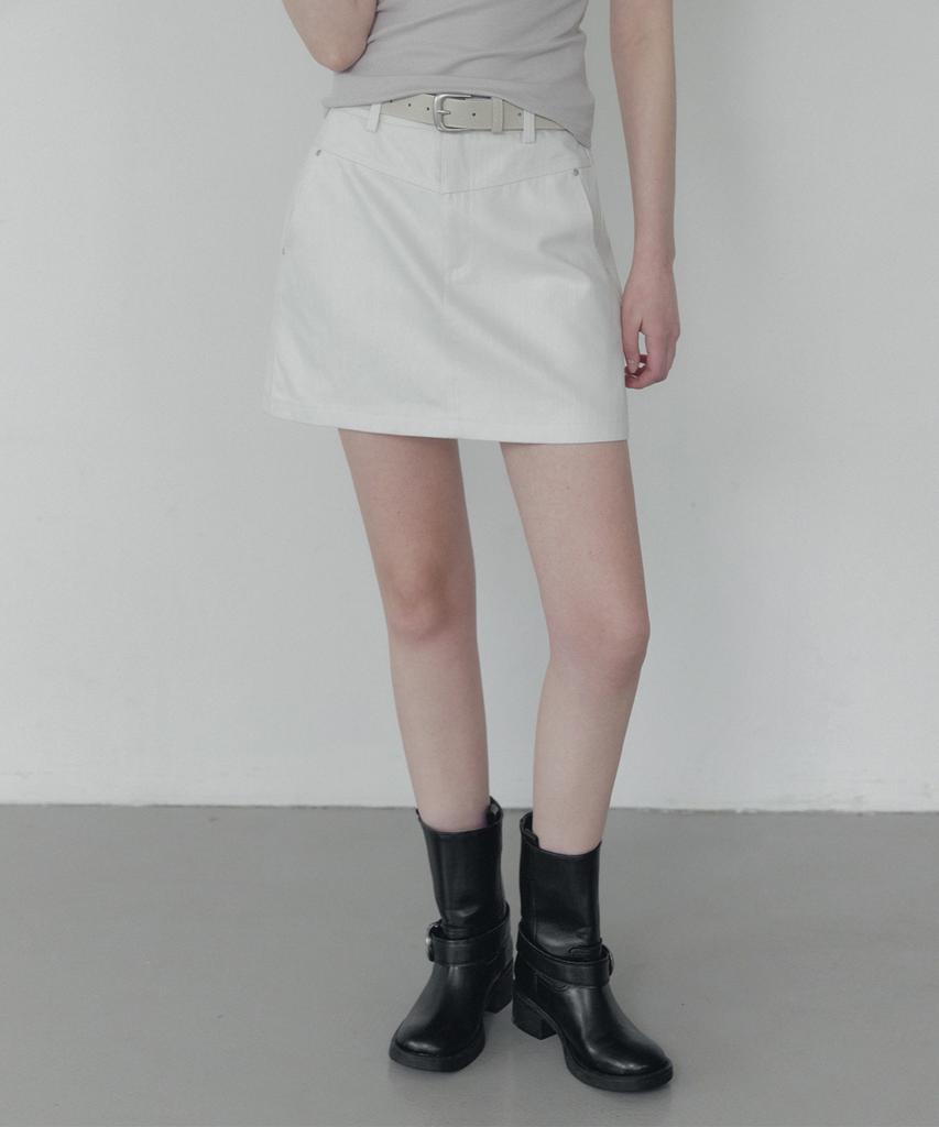 Teuwi Jedden Rivet Cut Cotton Mini Skirt (Belt Set)