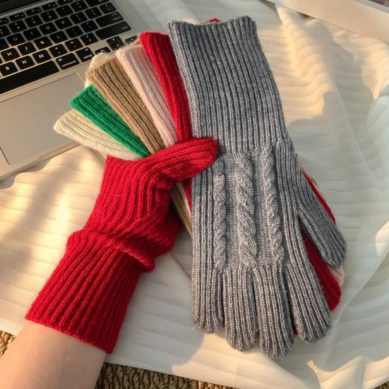 Wool Blend Knitted Gloves Unisex Winter Touchscreen Gloves Windproof Warm Driving Texting Daily Finger Gloves for