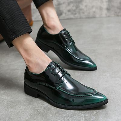 Pánské Derbys Formální Business Zelené Lakované Kožené Boty Pánské Retro Smokingové Svatby Saky Sedlové Klasické Boty Nadměrné