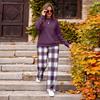 Women's Casual Loose Fit Color Round Neck Sweatshirt and Pants Set, 2 Piece Matching Outfit for Everyday Wear