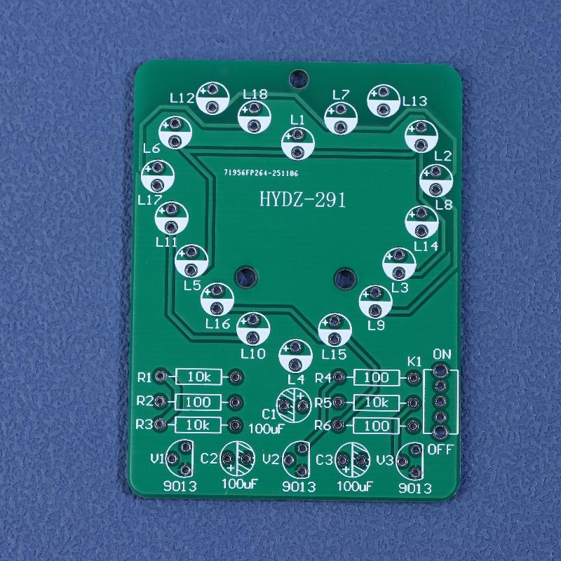 Diy Heart-Shaped Led Flowing Lights Electronic Kit 18 Red Led Light Pcb Soldering Kit With Battery Box Dc3V Circuit Board Module